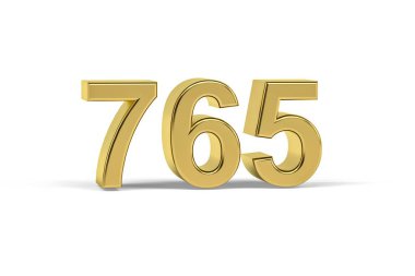 Altın 3D numara 765 - Yıl 765 Beyaz zemin üzerinde izole edilmiş - 3D oluşturma
