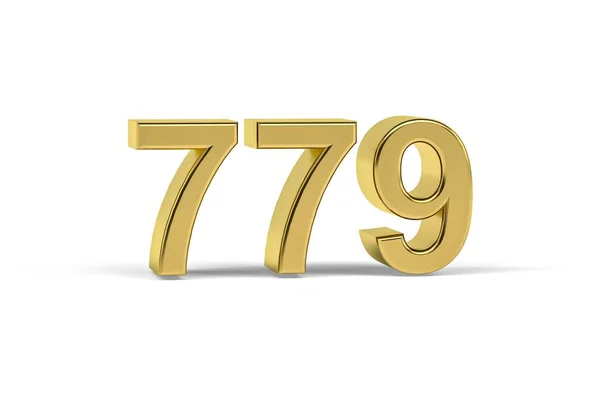 Golden Nummer 779 779 Isolerad Vit Bakgrund Render — Stockfoto