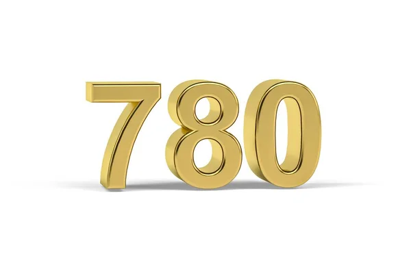 Золотое Трехмерное Число 780 Год 780 Изолирован Белом Фоне Трехмерное — стоковое фото