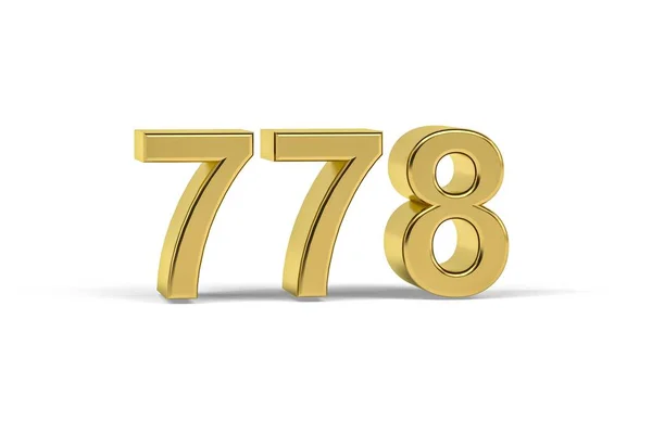 Número Oro 778 Año 778 Aislado Sobre Fondo Blanco Render — Foto de Stock