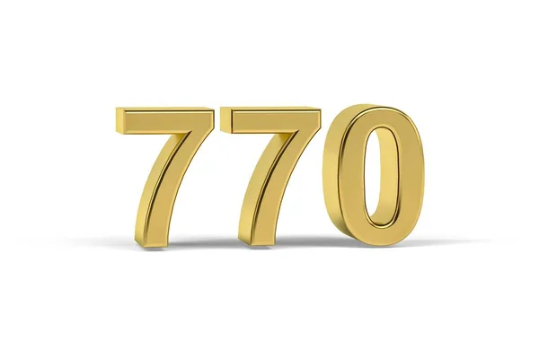 Golden Nummer 770 770 Isolerad Vit Bakgrund Render — Stockfoto