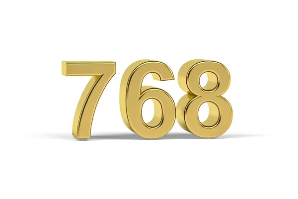 Golden Nummer 768 768 Isolerad Vit Bakgrund Render — Stockfoto