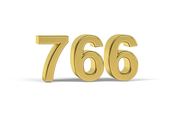 Золотое Трехмерное Число 766 Год 766 Изолирован Белом Фоне Трехмерное — стоковое фото
