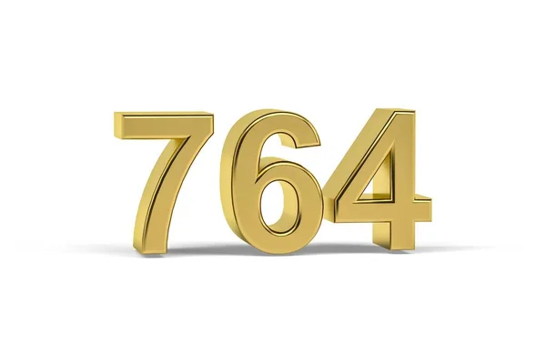 Golden Number 764 Year 764 Isolated White Background Render — Stock Photo, Image