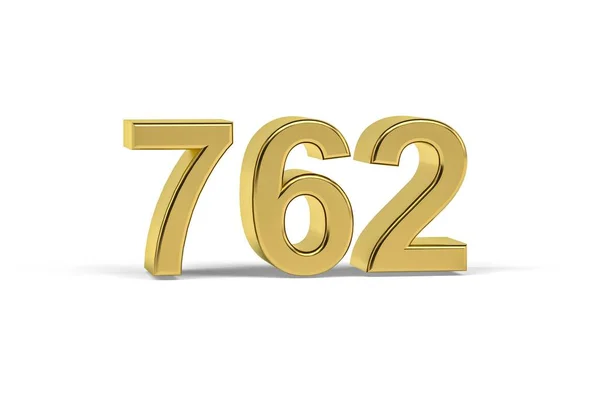 Número Dourado 762 Ano 762 Isolado Fundo Branco Renderização — Fotografia de Stock