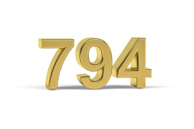 Altın 3D numara 794 - Yıl 794 beyaz arka planda izole - 3D oluşturma