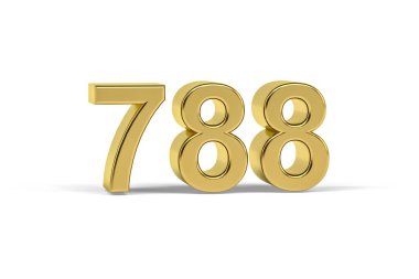 Altın 3D numara 788 - Yıl 788 beyaz zemin üzerinde izole edilmiş - 3D görüntüleme