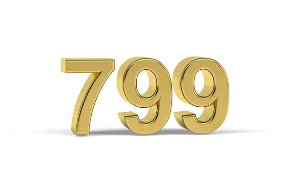 Número Oro 799 Año 799 Aislado Sobre Fondo Blanco Render — Foto de Stock
