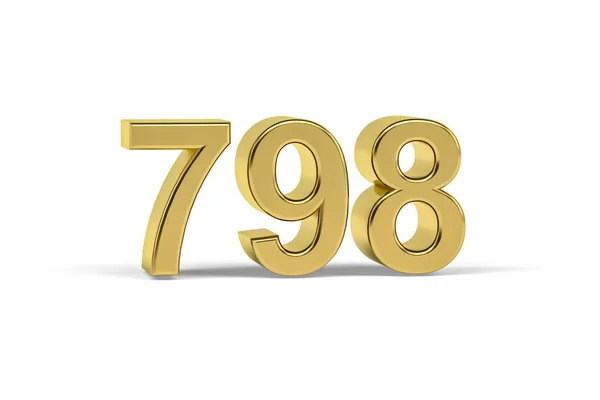 Golden Number 798 Year 798 Isolated White Background Render — Stock Photo, Image
