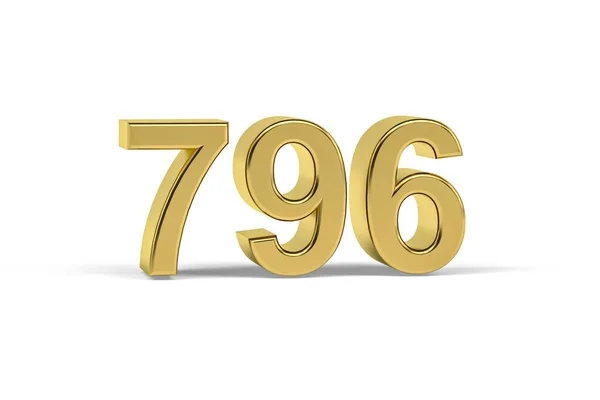 Número Dourado 796 Ano 796 Isolado Fundo Branco Renderização — Fotografia de Stock
