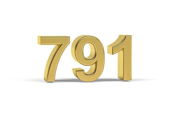 Número Dourado 791 Ano 791 Isolado Fundo Branco Renderização — Fotografia de Stock