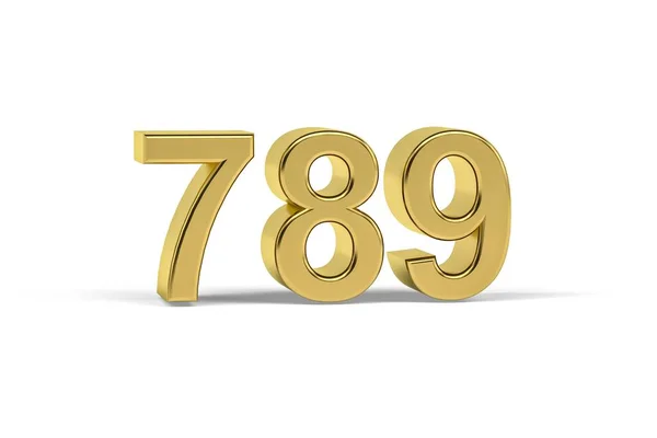 Золотий Номер 789 Рік 789 Ізольовано Білому Тлі Рендеринга — стокове фото