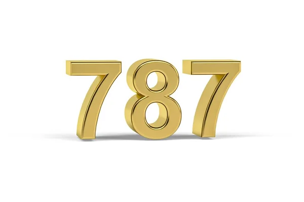 Goldene Zahl 787 Jahreszahl 787 Isoliert Auf Weißem Hintergrund Renderer — Stockfoto