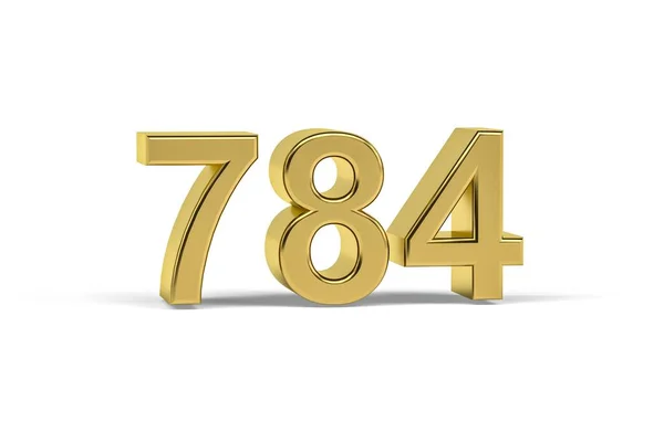 Goldene Zahl 784 Jahreszahl 784 Isoliert Auf Weißem Hintergrund Renderer — Stockfoto