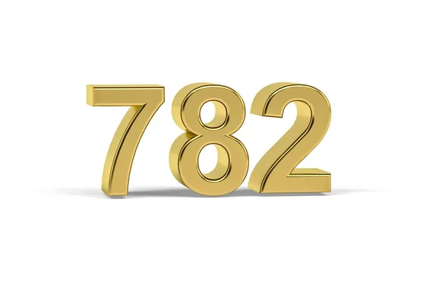 Número Dourado 782 Ano 782 Isolado Fundo Branco Renderização — Fotografia de Stock