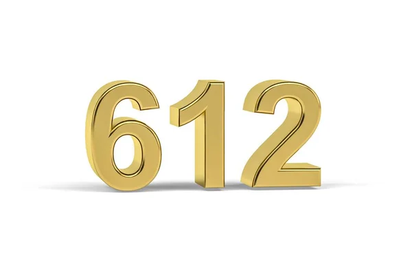Золотий Номер 612 Рік 612 Ізольовано Білому Тлі Рендеринга — стокове фото