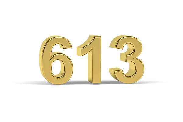 Golden Number 613 Year 613 Isolated White Background Render — 图库照片