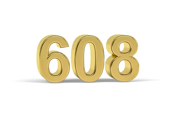 Número Oro 608 Año 608 Aislado Sobre Fondo Blanco Render — Foto de Stock