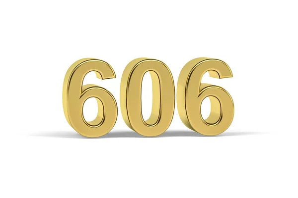 Número Oro 606 Año 606 Aislado Sobre Fondo Blanco Render — Foto de Stock