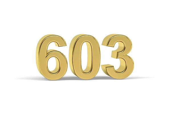 Número Oro 603 Año 603 Aislado Sobre Fondo Blanco Render — Foto de Stock