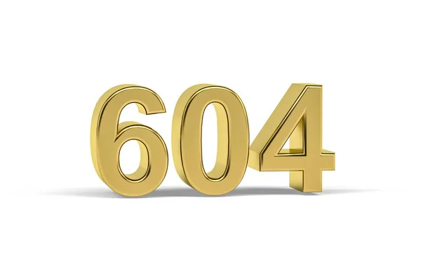Golden Number 604 Year 604 Isolated White Background Render — Stock Photo, Image