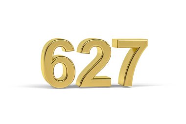 Altın 3D numara 627 - 627 Yıl Beyaz zemin üzerinde izole edilmiş - 3D oluşturma