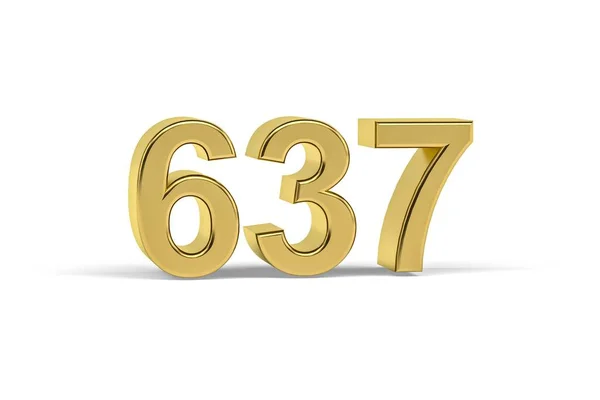 Golden Number 637 Year 637 Isolated White Background Render — стоковое фото