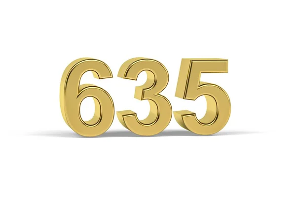 Golden Numero 635 Anno 635 Isolato Sfondo Bianco Rendering — Foto Stock