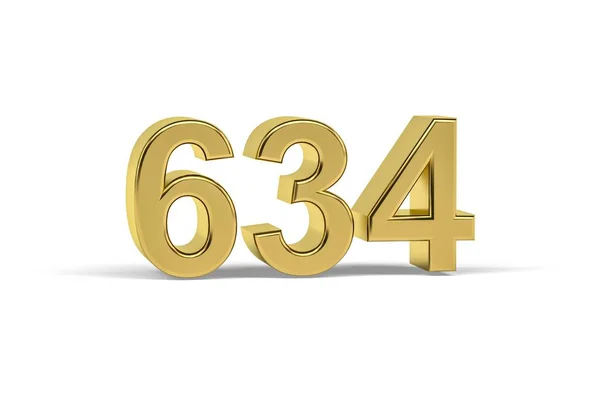 Golden Nummer 634 634 Isolerad Vit Bakgrund Render — Stockfoto