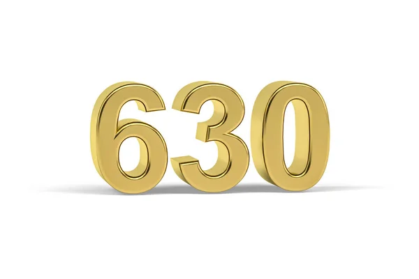 Golden Numero 630 Anno 630 Isolato Sfondo Bianco Rendering — Foto Stock