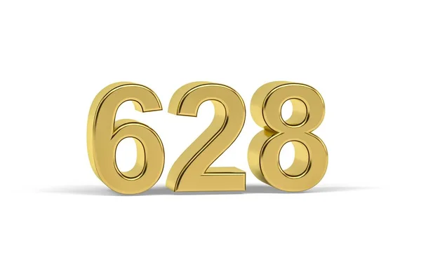 Golden Numero 628 Anno 628 Isolato Sfondo Bianco Rendering — Foto Stock