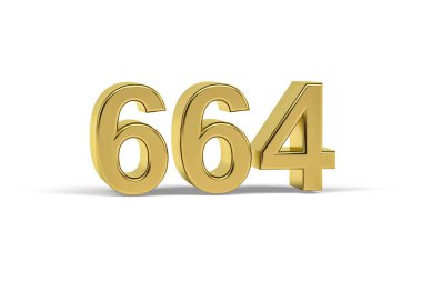 Altın 3D numara 664 - Yıl 664 Beyaz zemin üzerinde izole edilmiş - 3d oluşturma