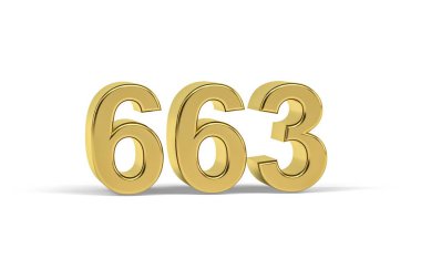 Altın 3D numara 663 - 663 yılı beyaz arkaplanda izole edilmiş - 3D görüntüleme