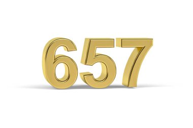 Altın 3D numara 657 - Yıl 657 Beyaz zemin üzerinde izole edilmiş - 3D oluşturma