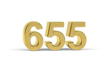 Altın 3D numara 655 - 655 yılı beyaz arka planda izole edildi - 3D görüntüleme