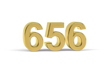 Altın 3D numara 656 - 656 yılı beyaz arka planda izole edildi - 3D oluşturma