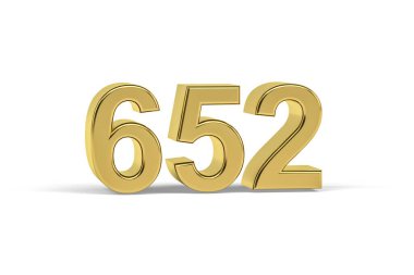 Altın 3D numara 652 - Yıl 652 Beyaz zemin üzerinde izole - 3D oluşturma