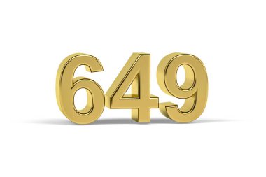 Altın 3D numara 649 - 649 yılı beyaz arka planda izole edildi - 3D oluşturma
