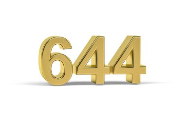 Altın 3D numara 644 - 644 yılı beyaz arkaplanda izole edilmiş - 3D görüntüleme