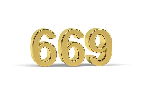 Złoty Numer 669 Rok 669 Odizolowany Białym Tle Renderowanie — Zdjęcie stockowe