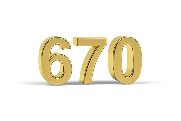 Golden Nummer 670 670 Isolerad Vit Bakgrund Render — Stockfoto