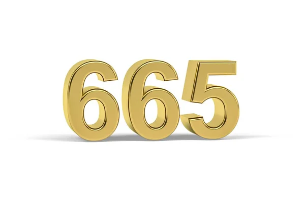 Golden Number 665 Year 665 Isolated White Background Render — стоковое фото