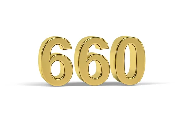 Golden Number 660 Year 660 Isolated White Background Render — 图库照片