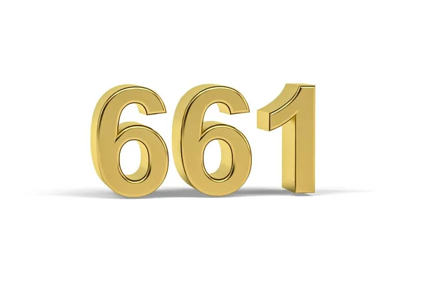 Golden Numero 661 Anno 661 Isolato Sfondo Bianco Rendering — Foto Stock