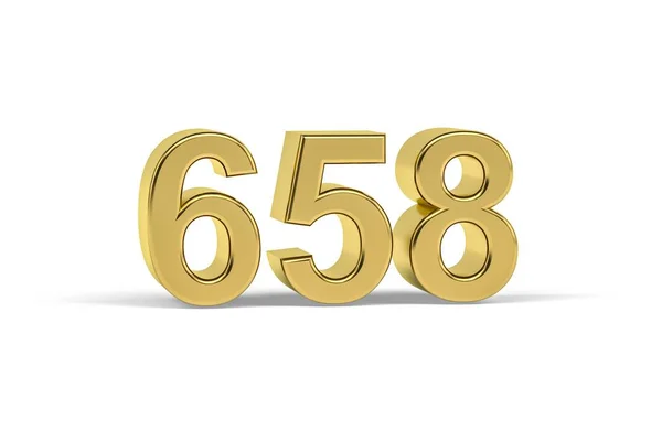 Goldene Zahl 658 Jahr 658 Isoliert Auf Weißem Hintergrund Renderer — Stockfoto
