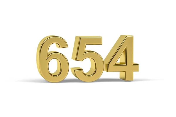 Número Dourado 654 Ano 654 Isolado Fundo Branco Renderização — Fotografia de Stock