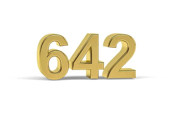 Goldene Zahl 642 Jahreszahl 642 Isoliert Auf Weißem Hintergrund Renderer — Stockfoto
