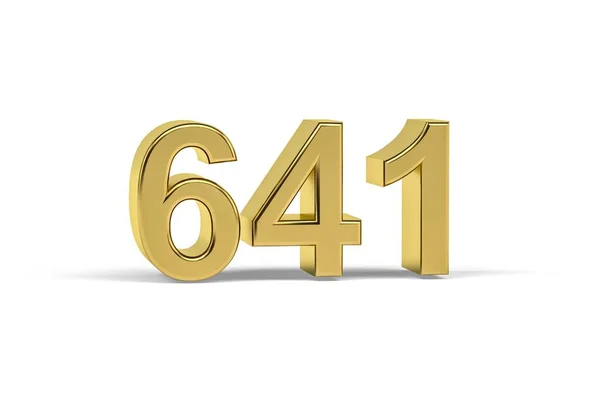 Número Dourado 641 Ano 641 Isolado Fundo Branco Renderização — Fotografia de Stock