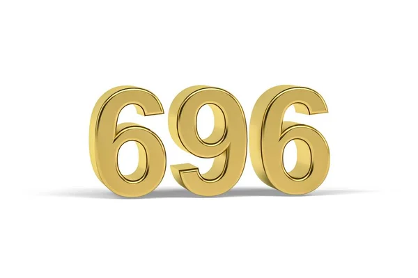 Goldene Zahl 696 Jahreszahl 696 Isoliert Auf Weißem Hintergrund Renderer — Stockfoto