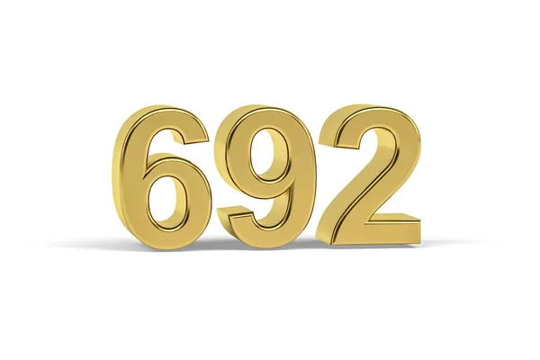 Goldene Zahl 692 Jahreszahl 692 Isoliert Auf Weißem Hintergrund Renderer — Stockfoto